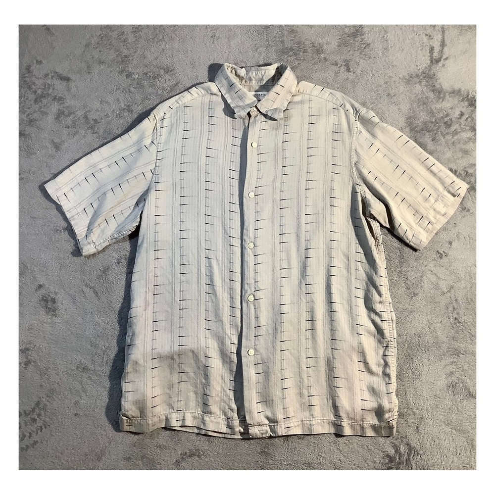 Concepts by Claiborne Men's Large Rayon Button Down Shirt Striped Vintage 90s